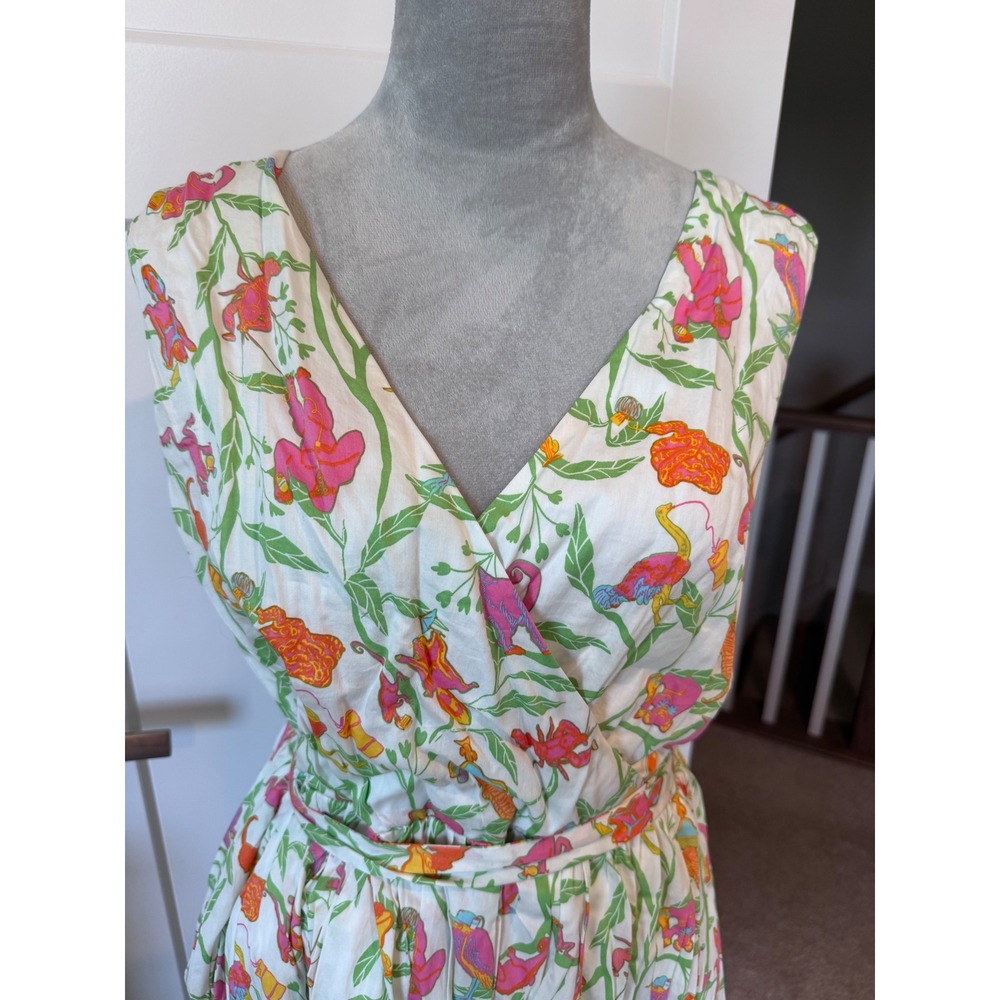 ModCloth Womens 2X Novelty Lobster Monkey Print Cotton Fit Flare Midi Dress NEW - Picture 2 of 8